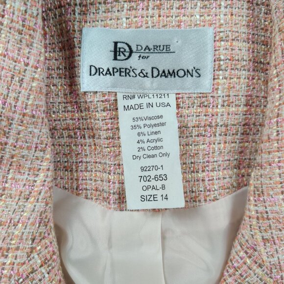Da Rue 14 womens blazer vintage pastel tweed structured power jacket made in USA - Picture 5 of 12